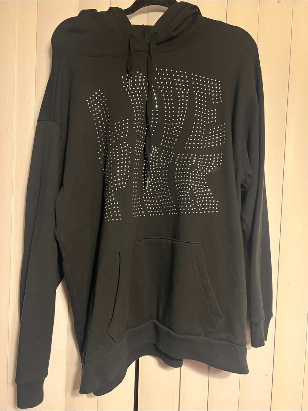 PINK Victoria's Secret Black Men's Rhinestone Logo Hoodie